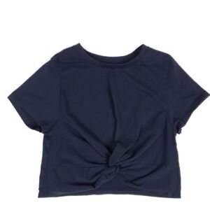 Urban Rebel Front Knot Crop Top Black Short Sleeve Tee Size XL Stretch Casual